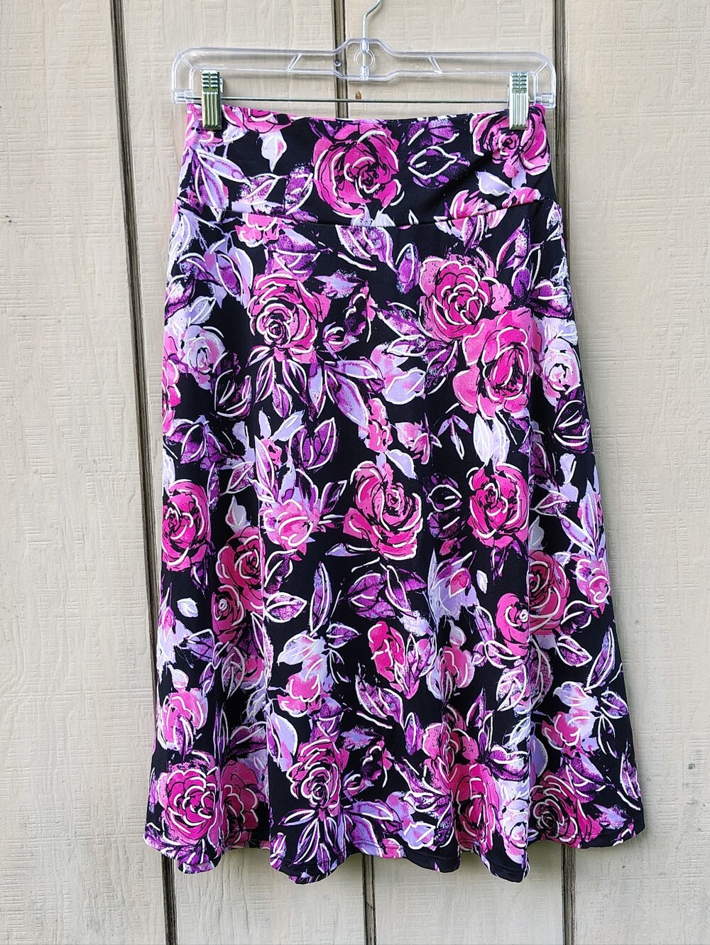 Elizabeth & Nicole Floral A-Line Pull-On Skirt Small Black Pink Whimsigoth Fairy